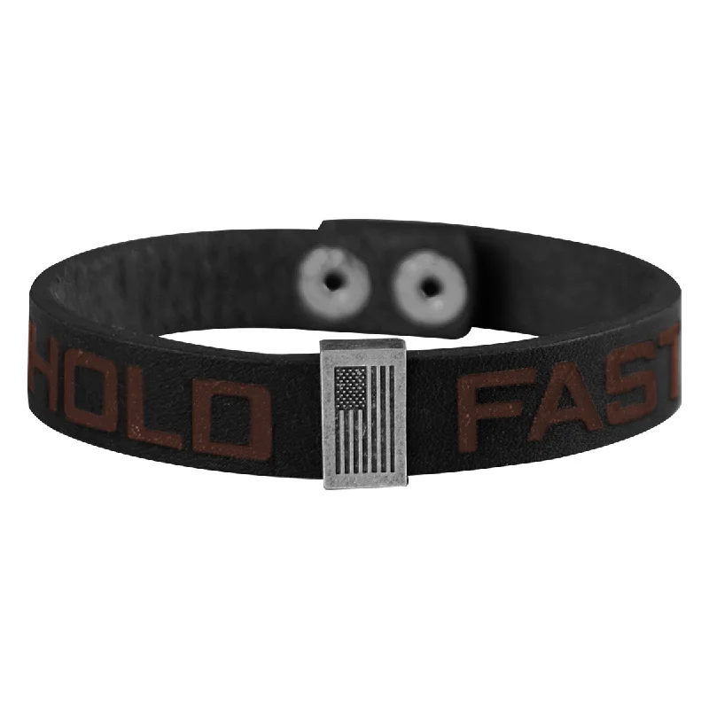 Metallic T-ShirtsHOLD FAST Mens Bracelet Flag Snap Black