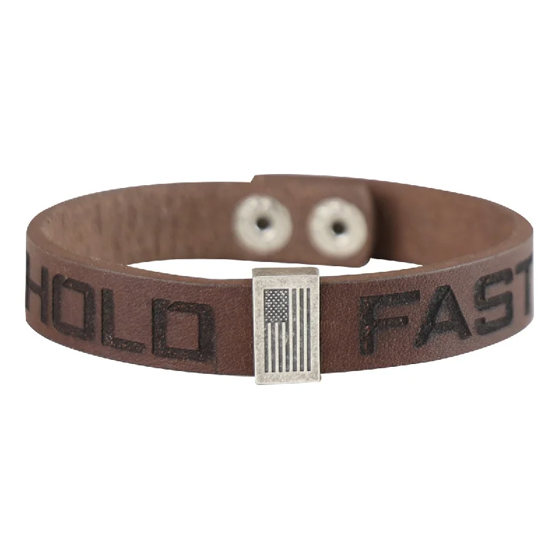 Artist T-ShirtsHOLD FAST Mens Bracelet Flag Snap Brown