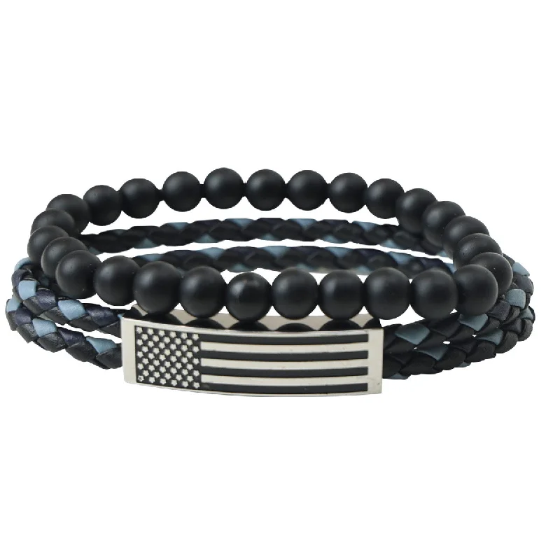 Punk T-ShirtsHOLD FAST Mens Bracelet Flag Wrap Braided Bead