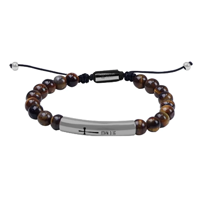 Striped T-ShirtsKerusso Mens Bracelet John 3:16 Bead