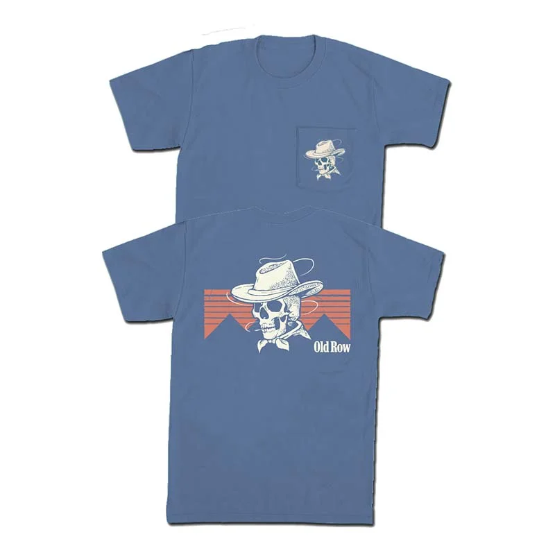 Lace-Up T-ShirtsCowboy Skull Pocket Short Sleeve T-Shirt