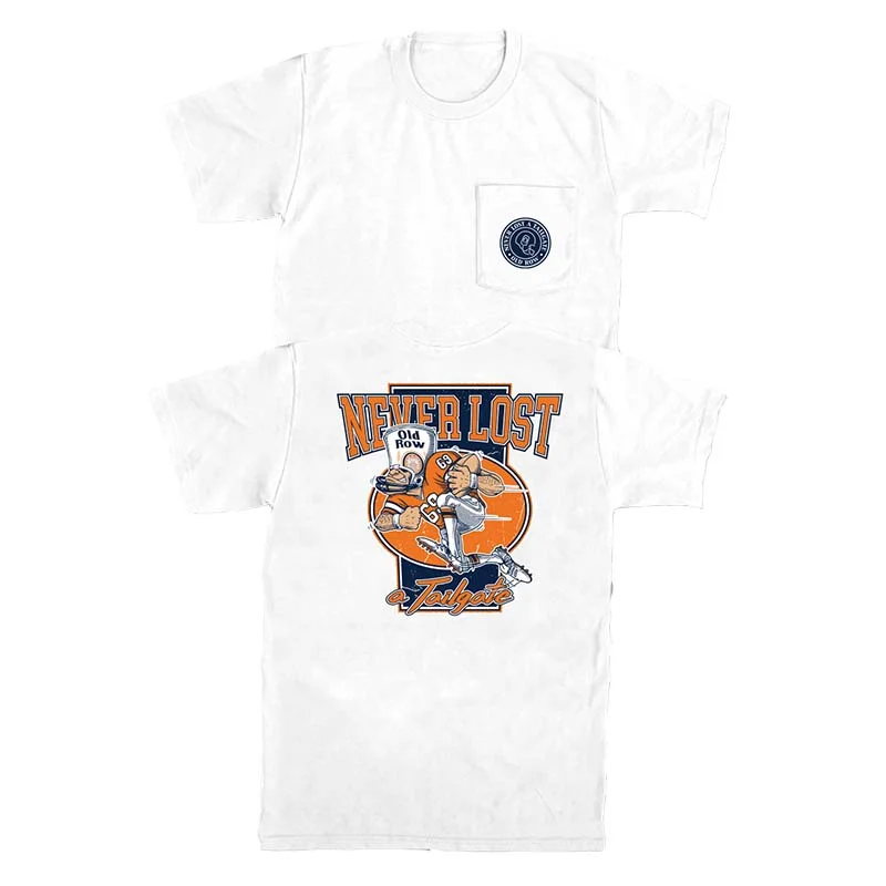 Designer T-ShirtsNever Lost A Tailgate Short Sleeve T-Shirt in Navy and Orange