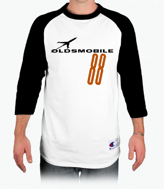 Off-Shoulder T-ShirtsOldsmobile Rocket 88 Raglan Baseball T-Shirt