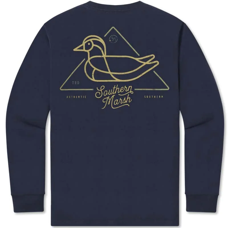 Blended Fabric T-ShirtsWarning Duck Long Sleeve T-Shirt