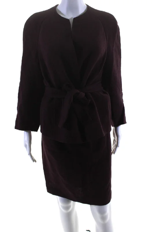 BlazermobileAkris Bergdorf Goodman Womens Tied Waist Snap Blazer Skirt Set Purple