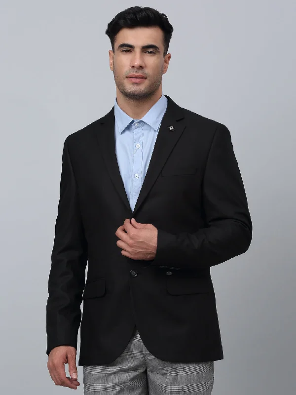 BlazerteamBlack Solid Full Sleeves Formal Blazer For Men