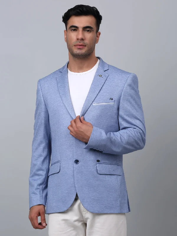 BlazerjacketBlue Solid Plain Full Sleeves Casual Blazer For Men