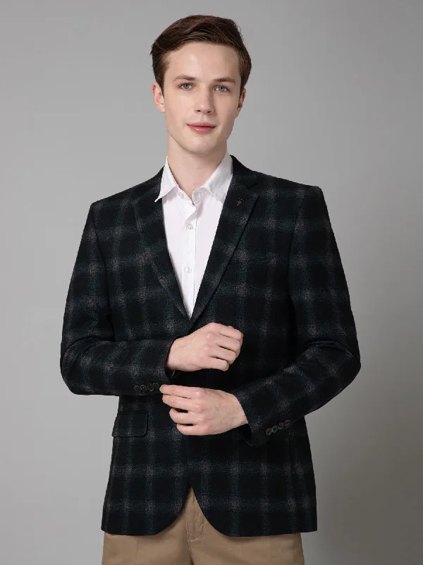 BlazercharityGreen Checkered Full Sleeves Casual Blazer For Men