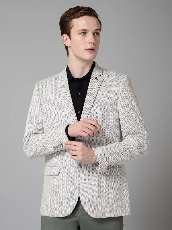 BlazerprideIvory Self Design Full Sleeves Casual Blazer For Men