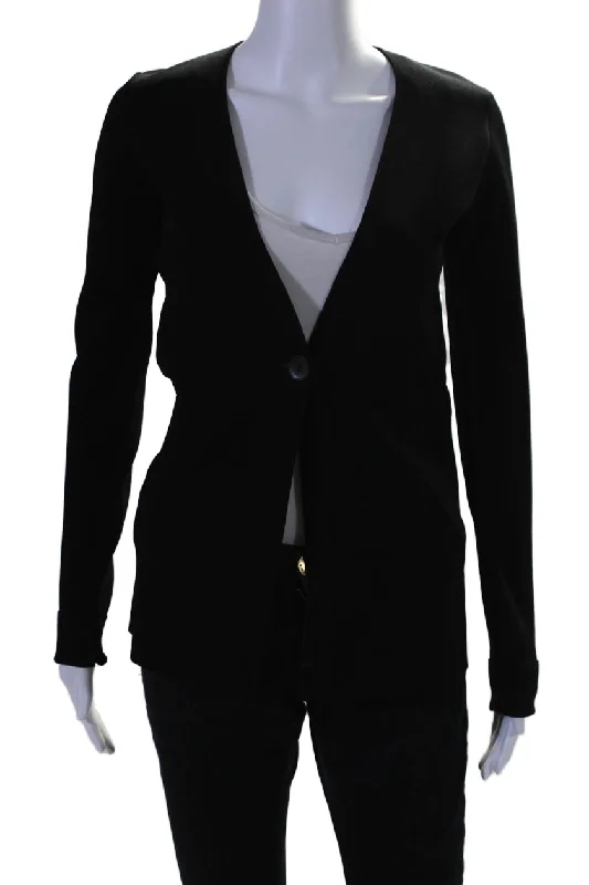 BlazerdanceCapsule 121 Womens Single Button V Neck Knit Blazer Jacket Black