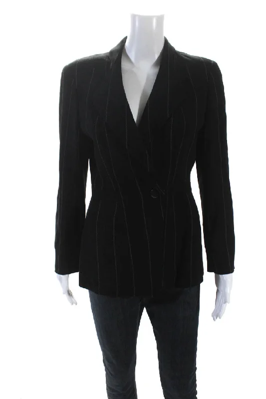 BlazernetworkGiorgio Armani Le Collezioni Womens  Pinstriped Blazer Black Wool