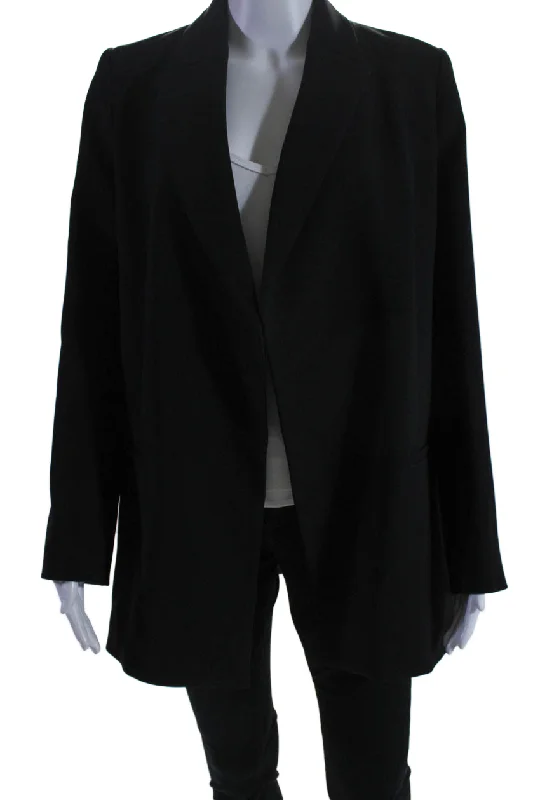 BlazerstartupIndex Womens Long Sleeve Open Front Pointed Lapel Blazer Jacket Black