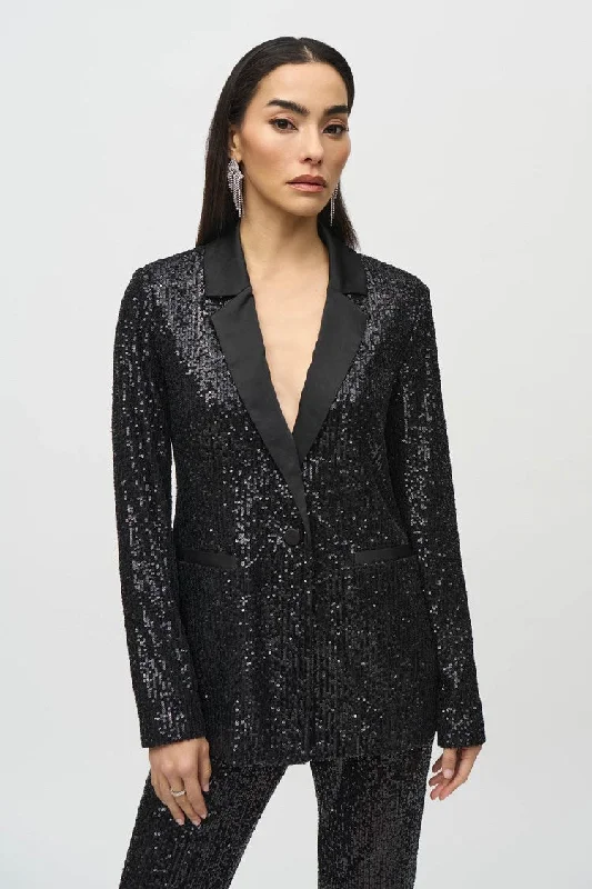 BlazerchampionJoseph Ribkoff Sequined Blazer With Satin Lapel