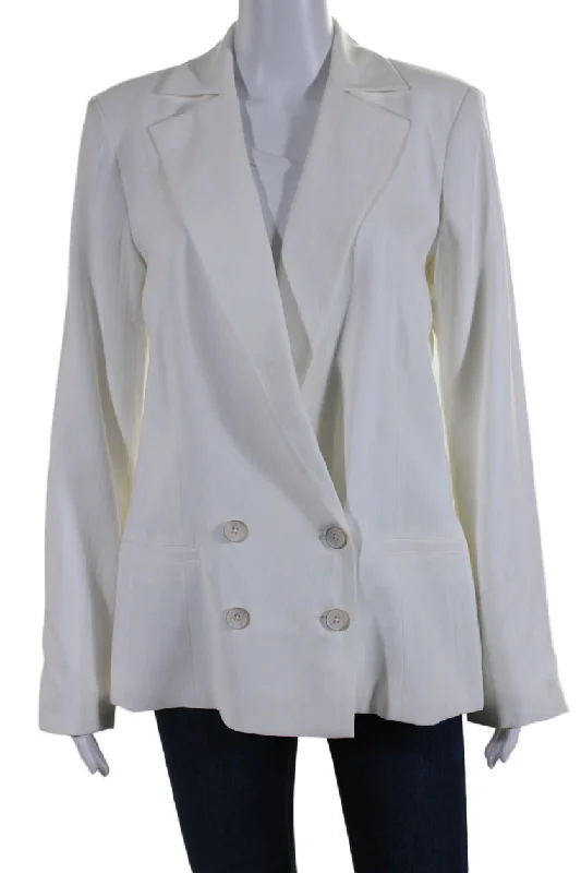 BlazercasualPaige Womens Notch Collar Double Breasted Button Up Blazer Jacket White