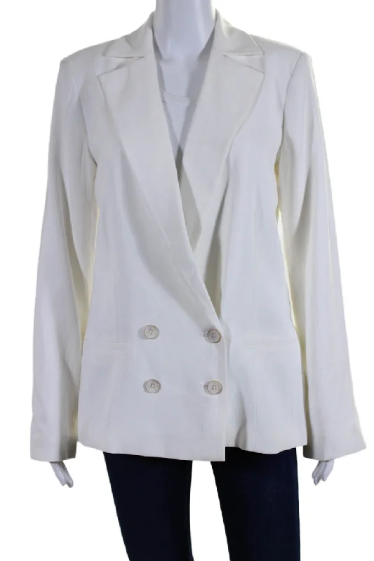 BlazerarPaige Womens Notch Collar Double Breasted Button Up Blazer Jacket White