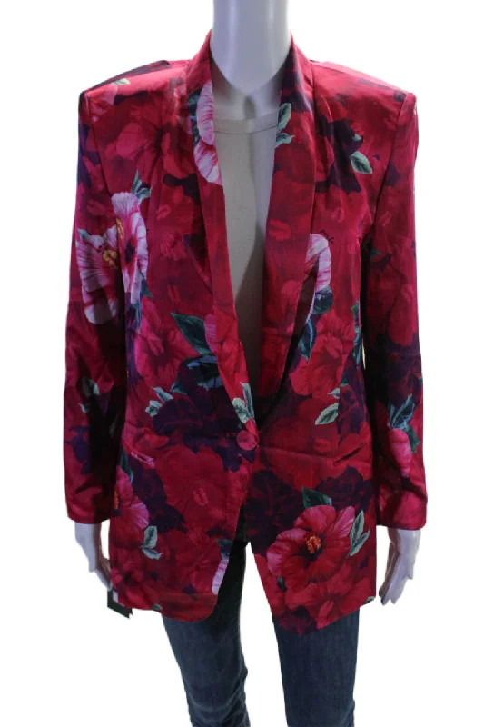 BlazerprintPinko Womens Floral Collared Long Sleeve Button Up Blazer Jacket Pink