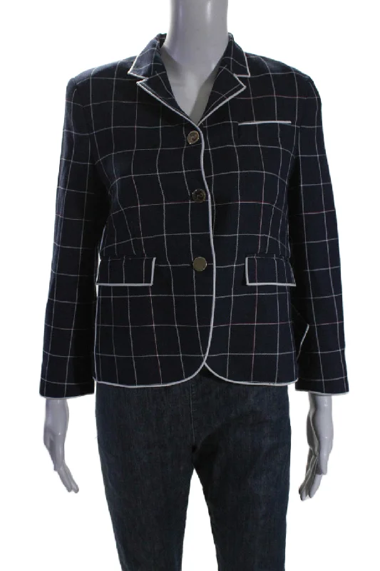 BlazerdesignThom Browne Women's Collared Long Sleeves Unlined Plaid Blazer