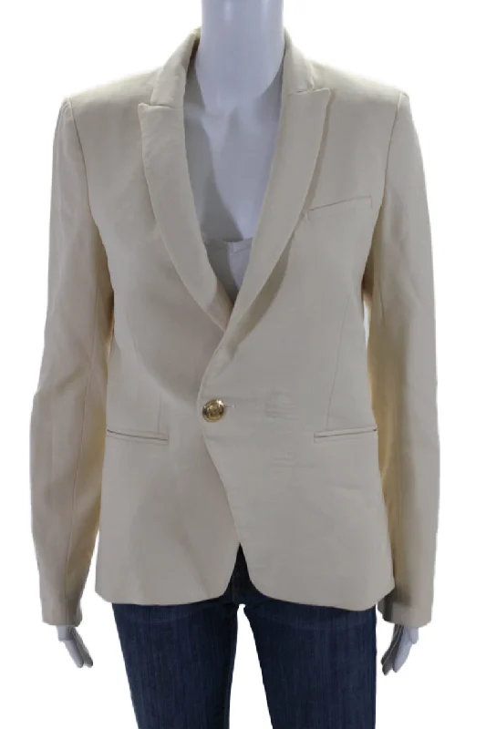 BlazerdataVeronica Beard Womens Double Breasted Pointed Lapel Blazer Jacket White