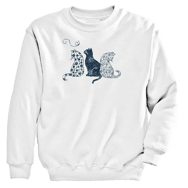 Mesh-Lined HoodiesFancy Cats Women's Crew Neck Sweatshirt