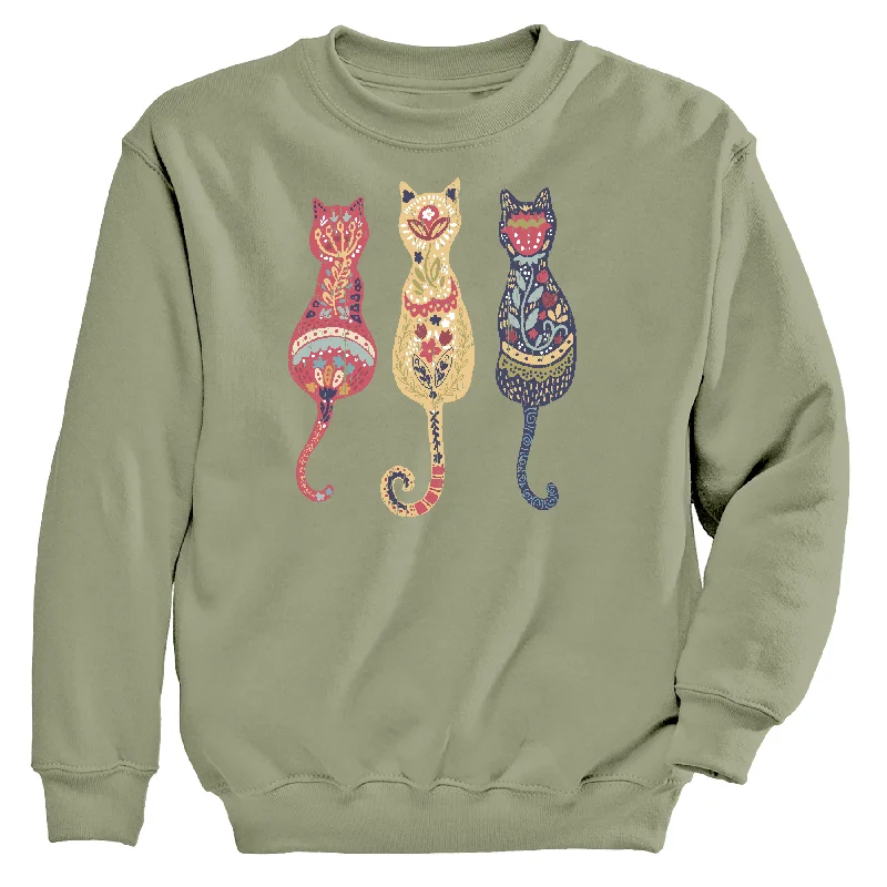 Compression SweatshirtsFolksy Cat Women's Crew Neck Sweatshirt