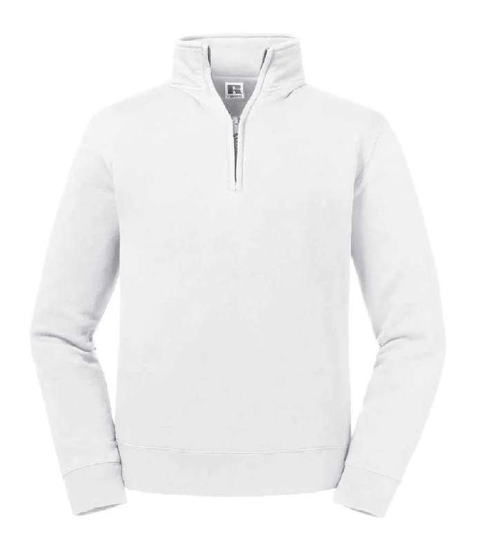 Compression SweatshirtsRussell Authentic Zip Neck Sweatshirt | White