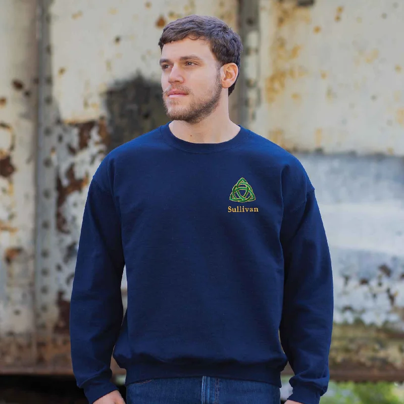 Patchwork SweatshirtsCeltic Trinity Knot Embroidered Personalized Sweatshirt- Navy