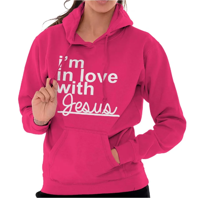 French Terry HoodiesI'm In Love With Jesus Christian T Shirt Novelty Gift Idea Hoodie Sweatshirt