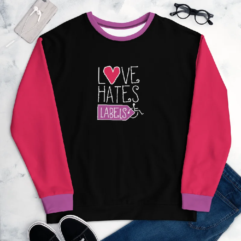 Tie-Dye HoodiesLove Hates Labels (Color Block Unisex Sweatshirt)