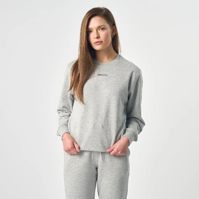 Stretch-Knit SweatshirtsOmnitau Women's Ellyse Organic Cotton Medium Fit Sweatshirt - Heather Grey