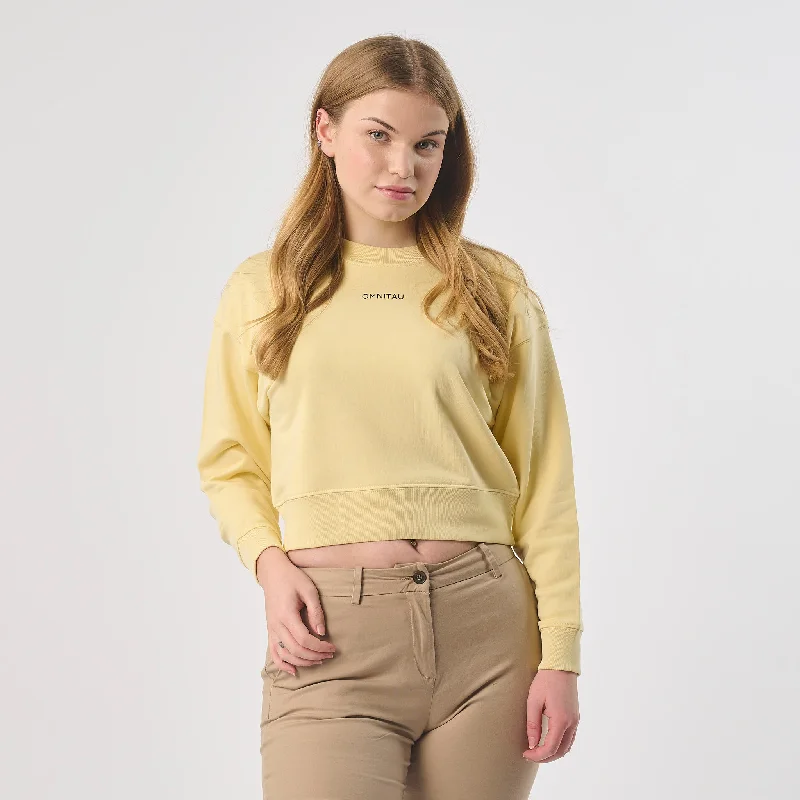 Pocketed HoodiesOmnitau Women's Organic Cotton Cropped Sweatshirt - Yellow