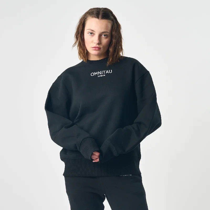 Sleep HoodiesOmnitau Women's Oversized Organic Cotton Crew Neck Sweatshirt - Black