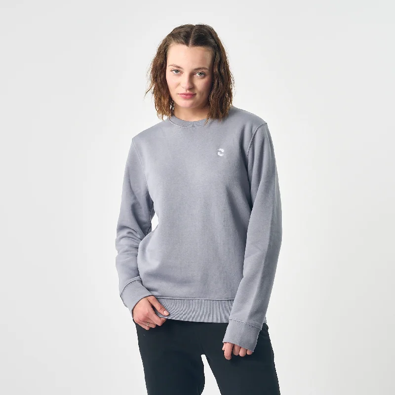 Compression SweatshirtsOmnitau Women's Prime Organic Cotton Crew Neck Sweatshirt - Light Grey