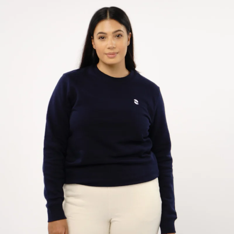 Microfleece HoodiesOmnitau Women's Prime Organic Cotton Crew Neck Sweatshirt - Navy