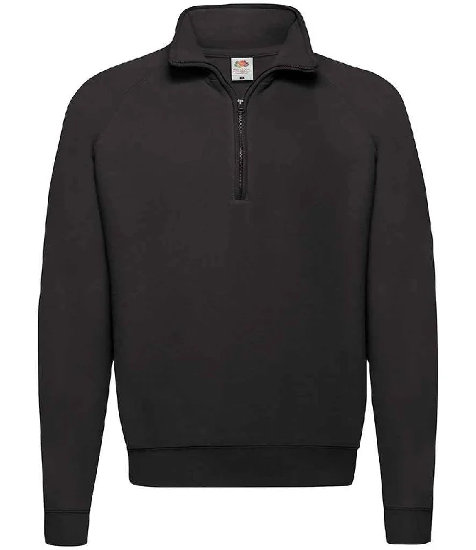 Sheer HoodiesFruit of the Loom Classic Zip Neck Sweatshirt | Black