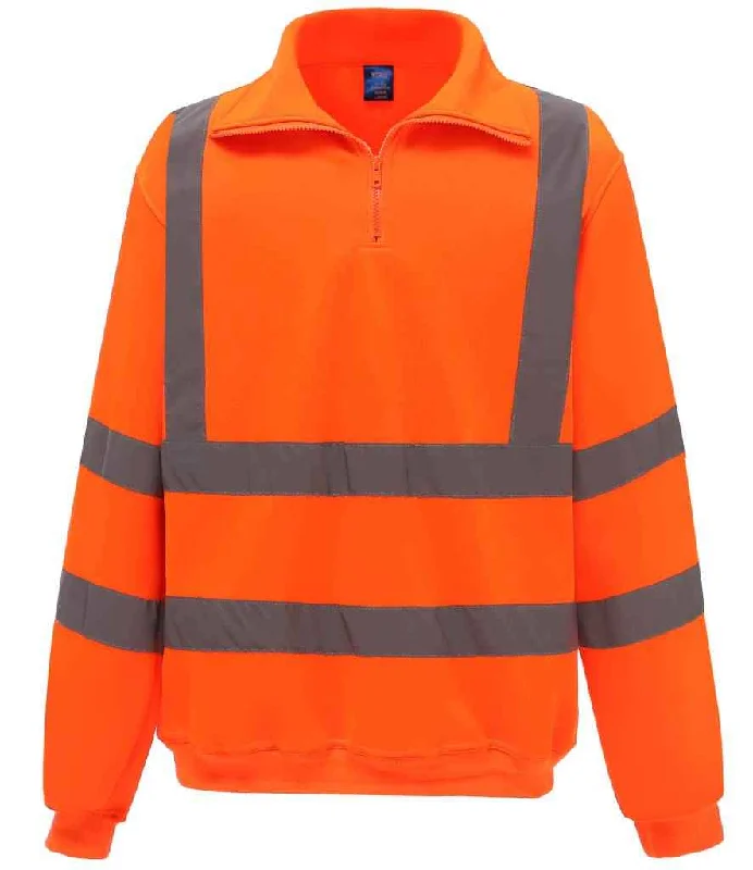 Plush HoodiesYoko Hi-Vis Zip Neck Sweatshirt | Orange