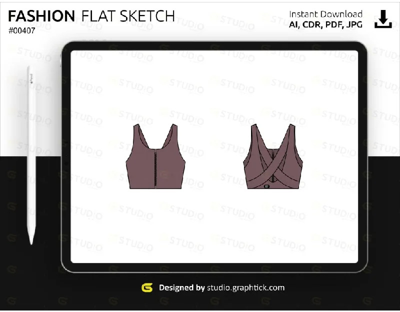 WOMENS SPORTS BRA FLAT SKETCHHigh-visibility tank