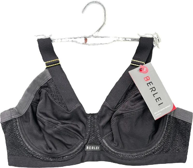 Berlei Black Extreme Impact  Ultimate Support Underwire Sports Bra UK 32BBreathable tee