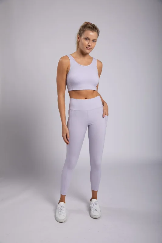 Mono B Lycra-Blend Cut-Out Back Essential Sports Bra In Purple HeatherLightweight tee