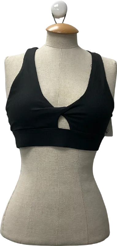 Oasis Black Twist Rib Sports Bra UK SCompression hoodie