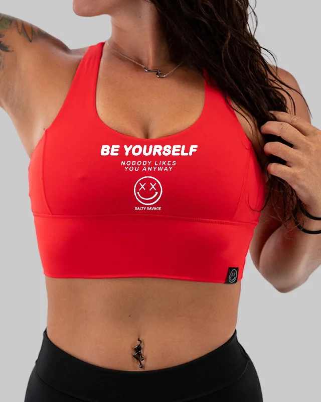 Salty Savage Ladies "Be Yourself" X Back Longline Sports Bra | Cocoa Beach PerformanceTraining hoodie