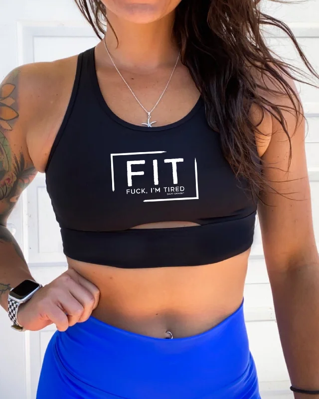 Salty Savage Ladies “FIT Fuck, I’m Tired” Peekaboo Sports Bra | Cocoa Beach PerformanceAthletic tank